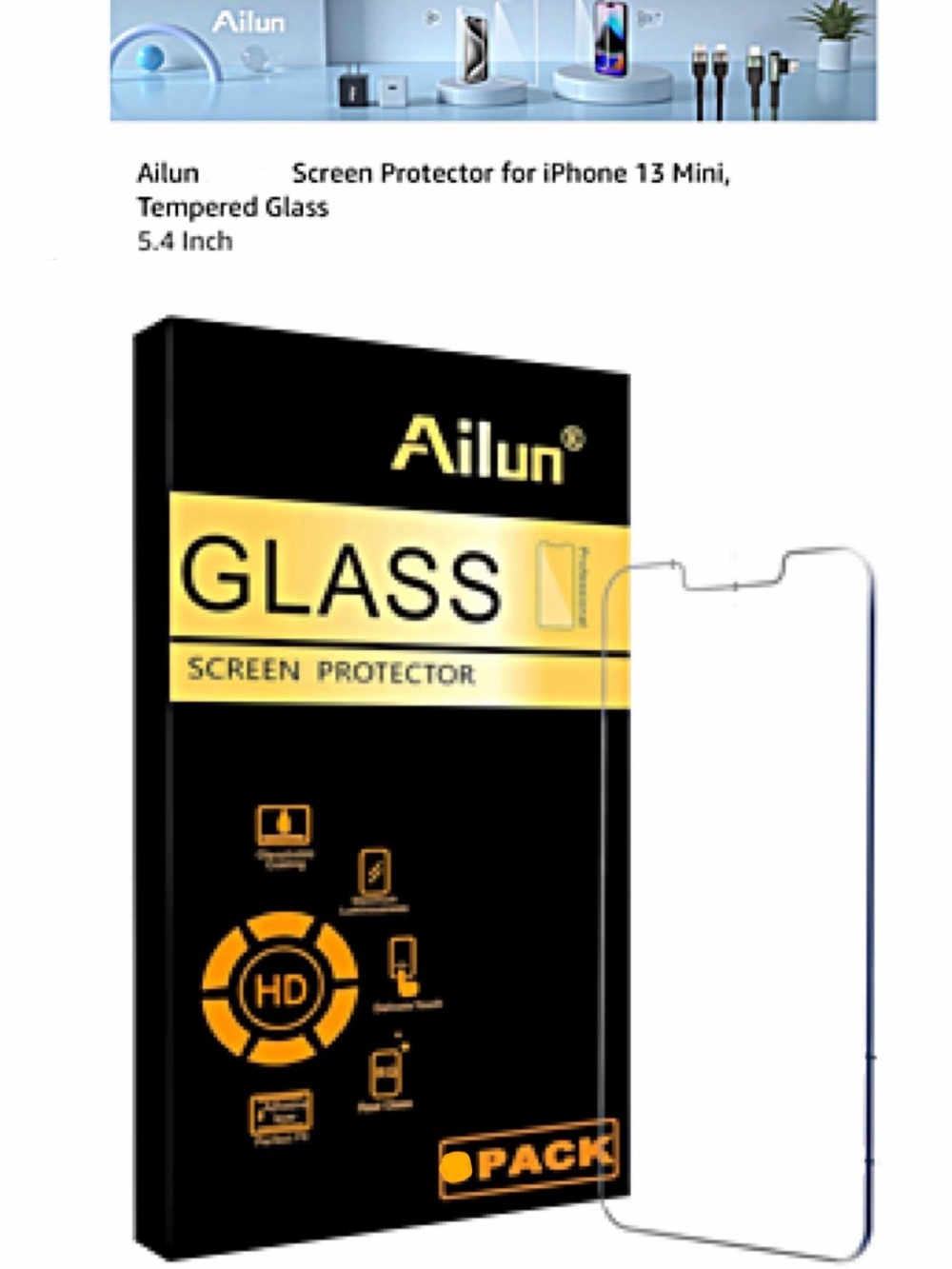 Ailun Tempered Glass Screen Protector for iPhone 13 mini 5.4 inches